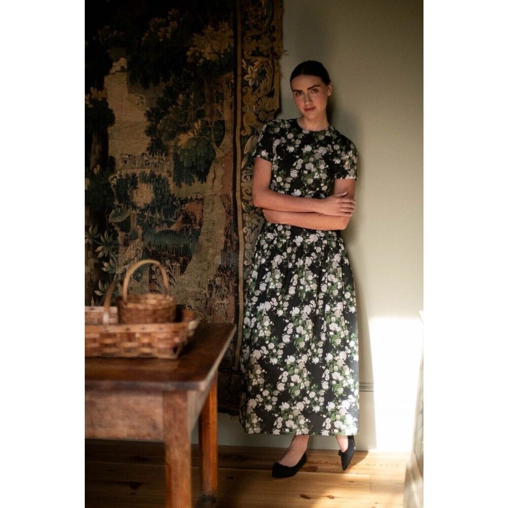 Damaris Bailey Emilia Midi Dress in Moody Garden Floral Print Size XS